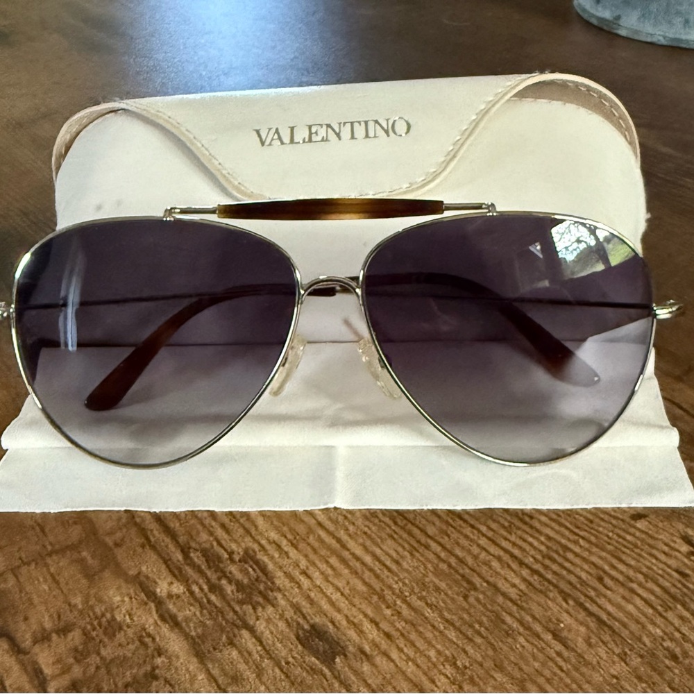 Mario Valentino Silver Aviator Sunglasses